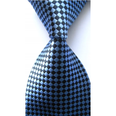 stropdas blauw zwart kleine ruit motief